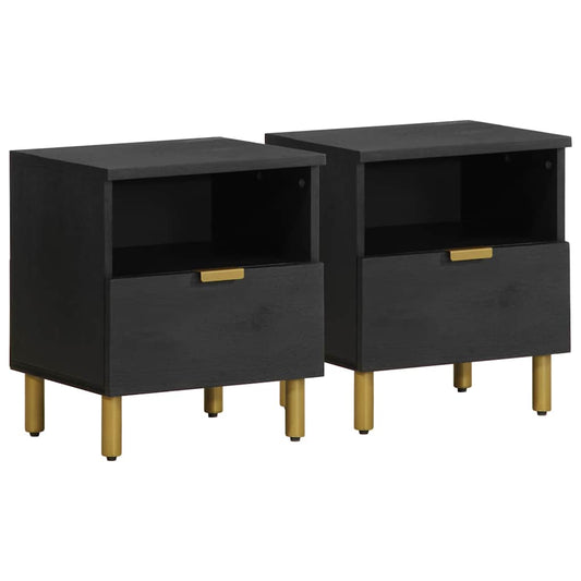 Bedside Table Black 40x33x46 cm Wood Material