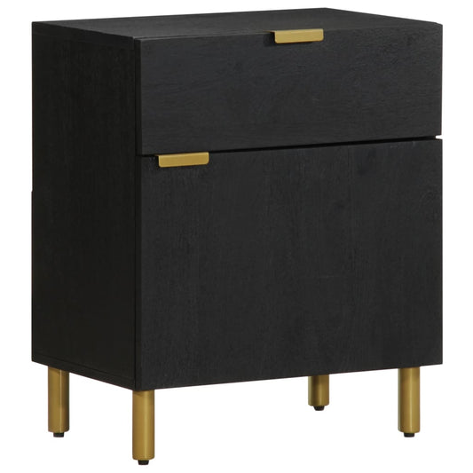 Bedside Table Black 50x33x60 cm Wood Material