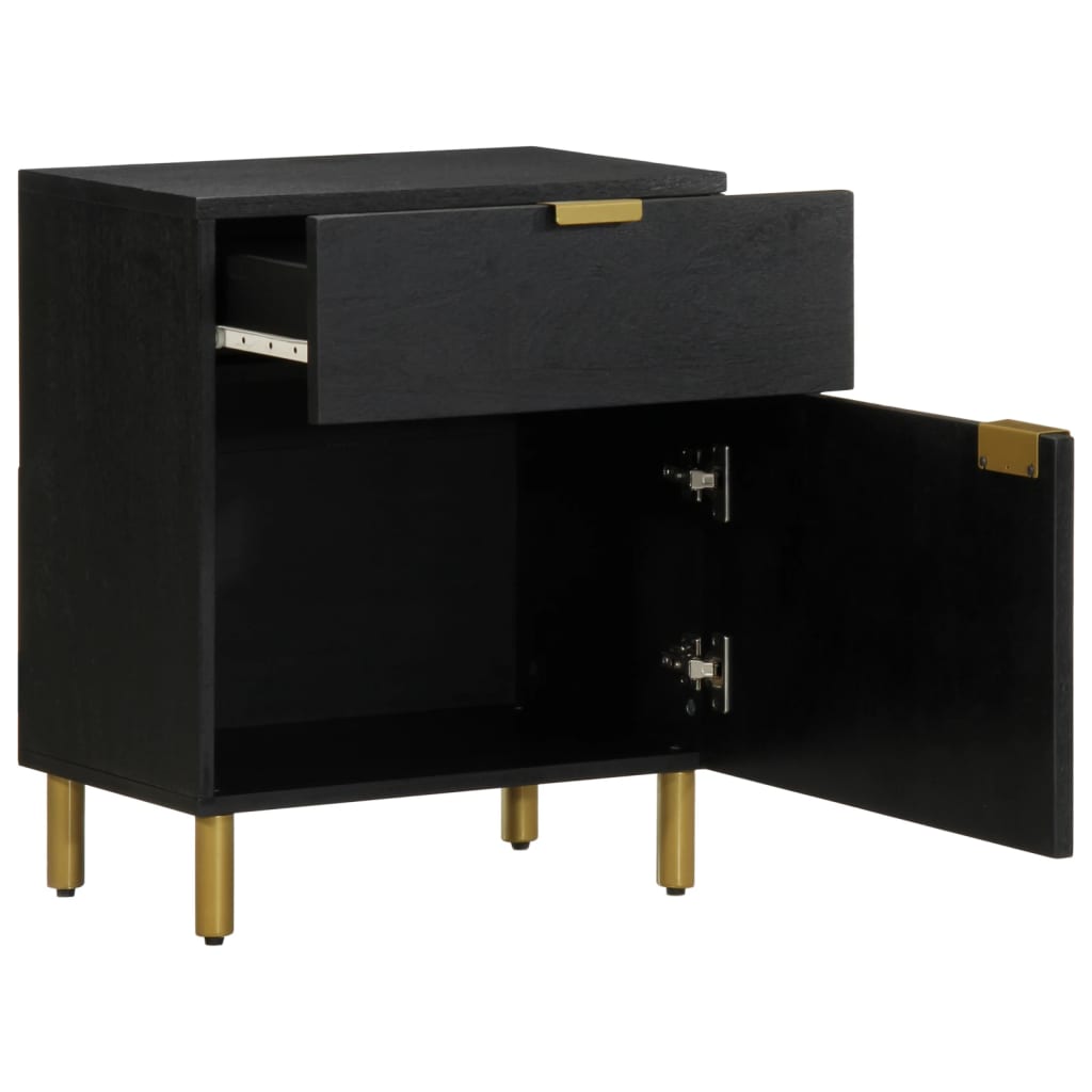 Bedside Table Black 50x33x60 cm Wood Material