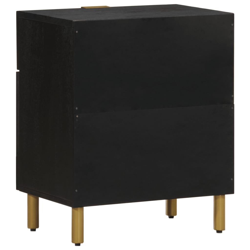 Bedside Table Black 50x33x60 cm Wood Material