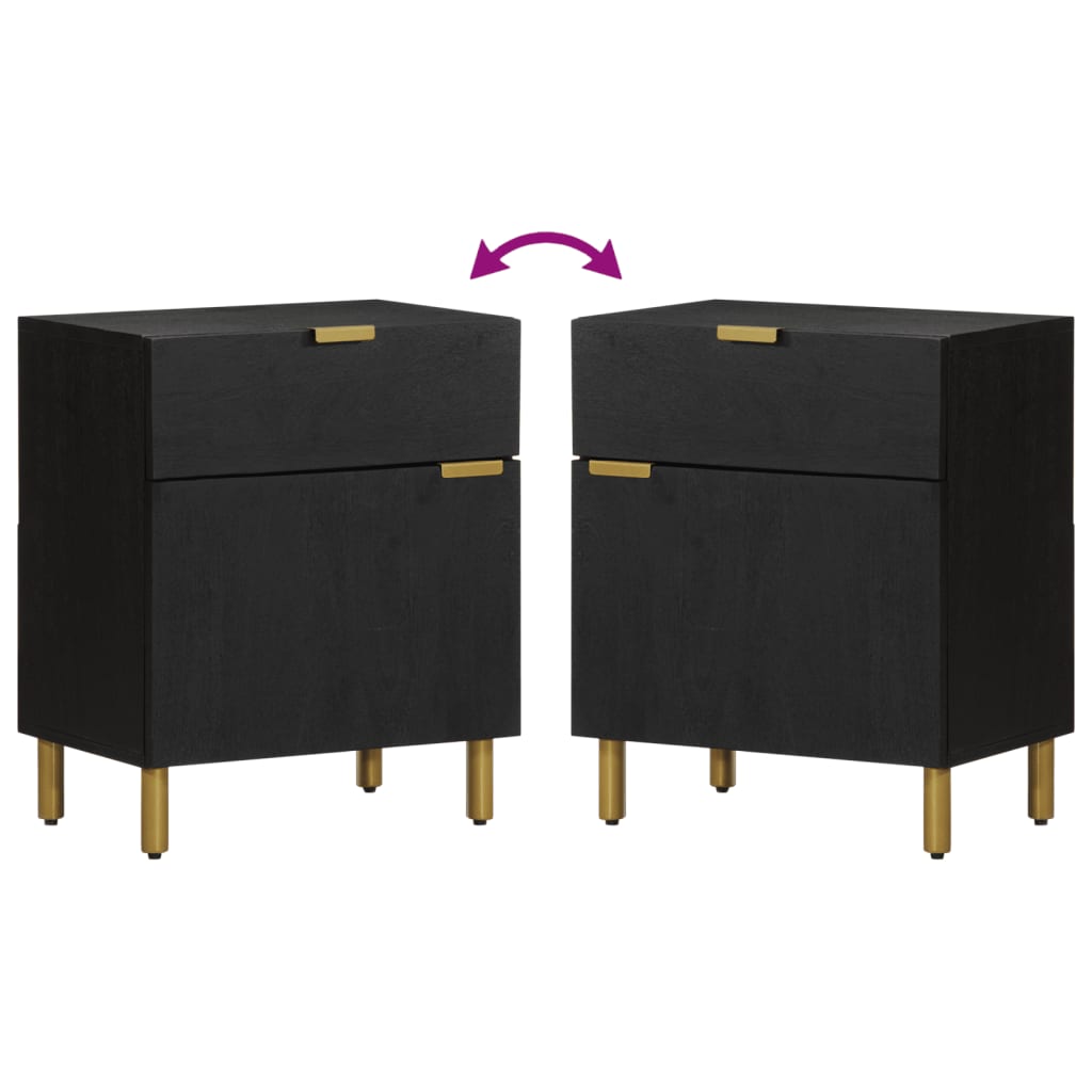 Bedside Table Black 50x33x60 cm Wood Material