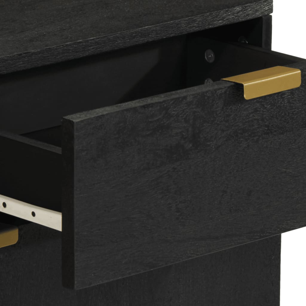Bedside Table Black 50x33x60 cm Wood Material