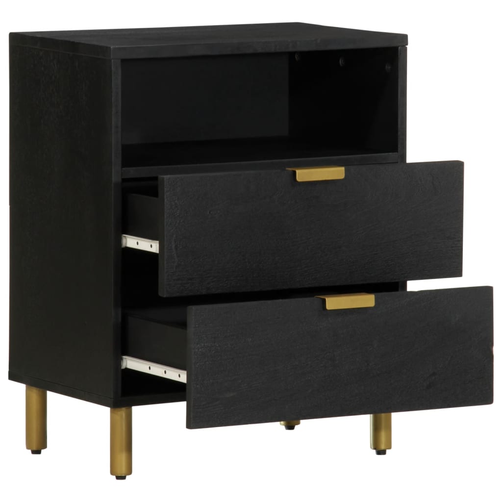Bedside Table Black 50x33x62 cm Wood Material