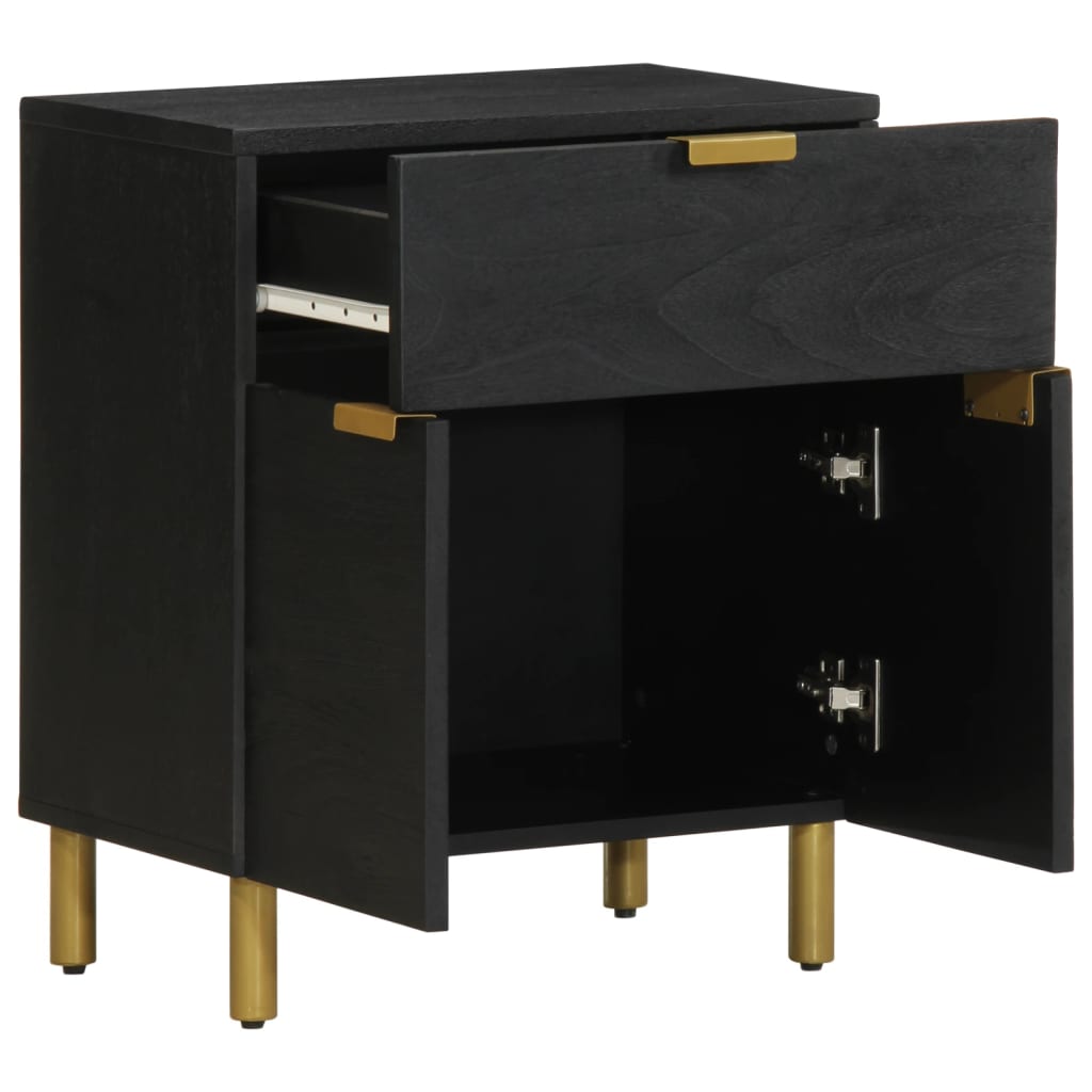Bedside Table Black 50x33x60 cm Wood Material