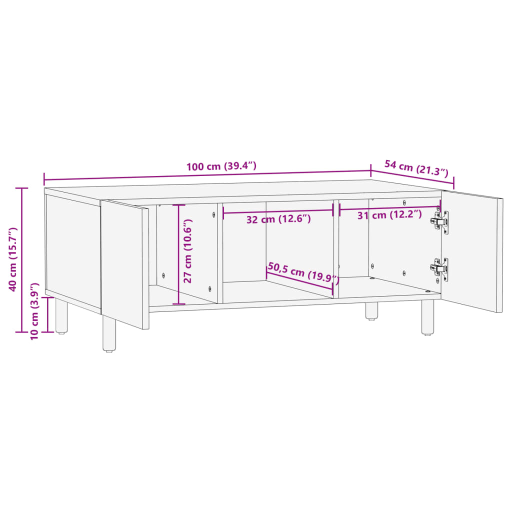 Coffee Table Black 100x54x40 cm Wood Material