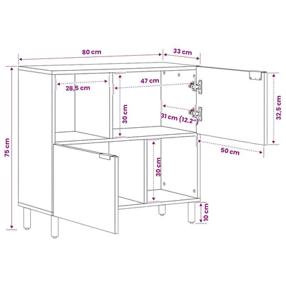 Sideboard Schwarz 80x33x75 cm Holzwerkstoff