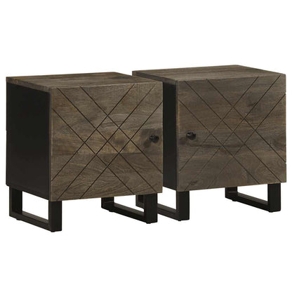 Nachttische 2 Stk. Schwarz 40x33x46 cm Massivholz Mango