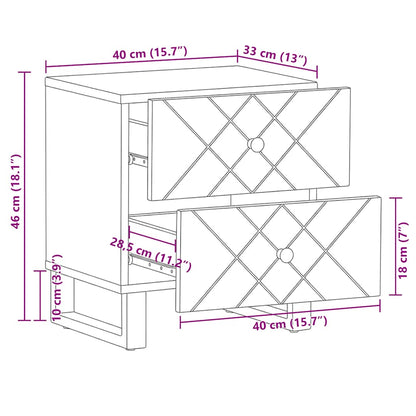 Nachttische 2 Stk. Schwarz 40x33x46 cm Massivholz Mango
