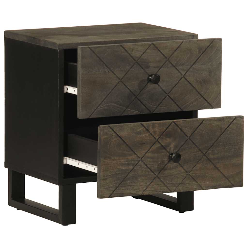 Tables de chevet 2 pcs. Noir 40x33x46 cm en bois de manguier massif