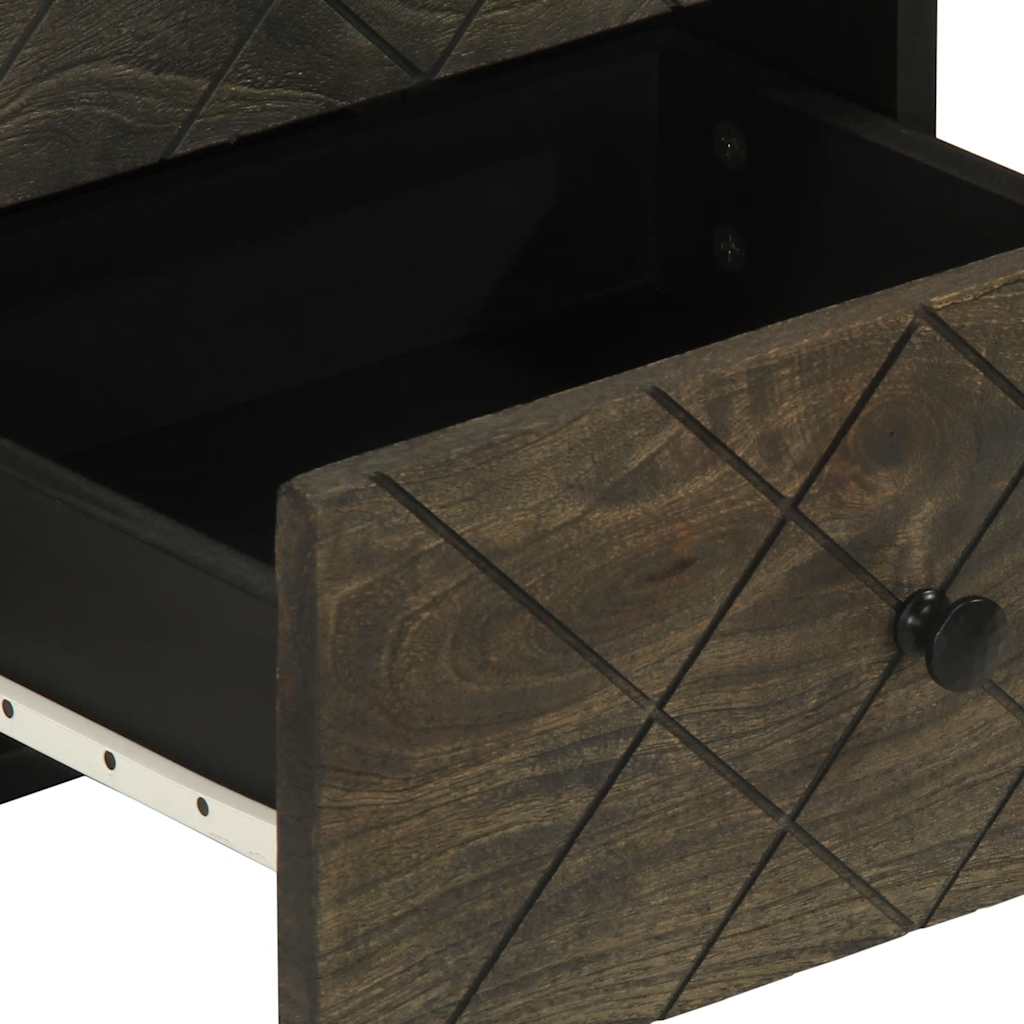Tables de chevet 2 pcs. Noir 40x33x46 cm en bois de manguier massif