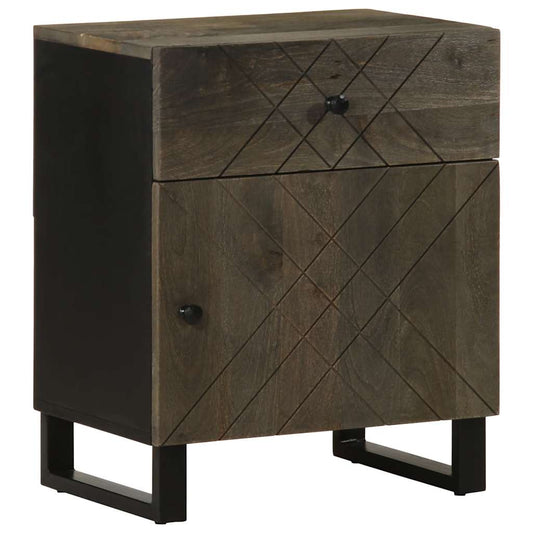 Bedside table black 50x33x60 cm solid mango wood