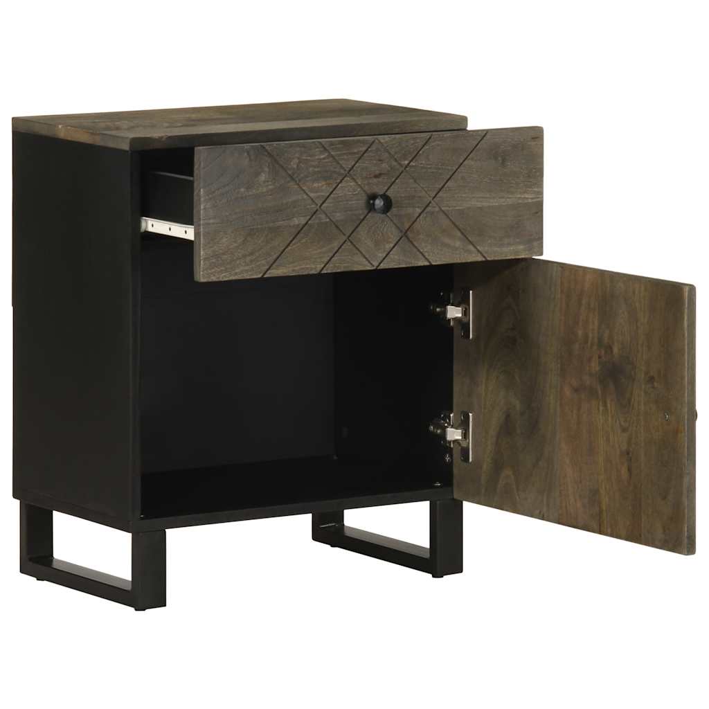 Bedside table black 50x33x60 cm solid mango wood