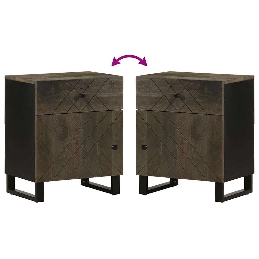 Bedside table black 50x33x60 cm solid mango wood