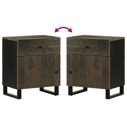 Nachttisch Schwarz 50x33x60 cm Massivholz Mango