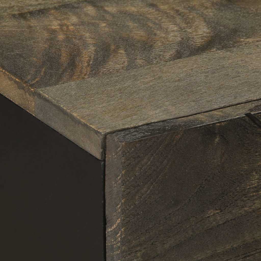Bedside table black 50x33x60 cm solid mango wood
