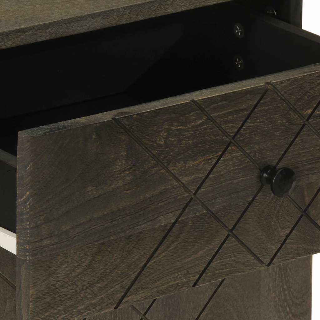 Bedside table black 50x33x60 cm solid mango wood