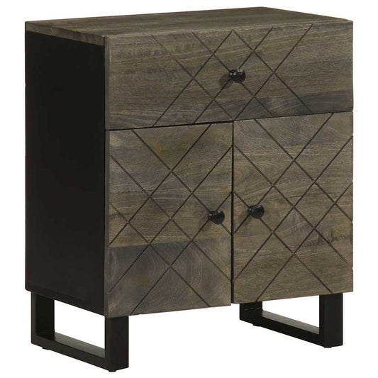 Bedside table black 50x33x60 cm solid mango wood