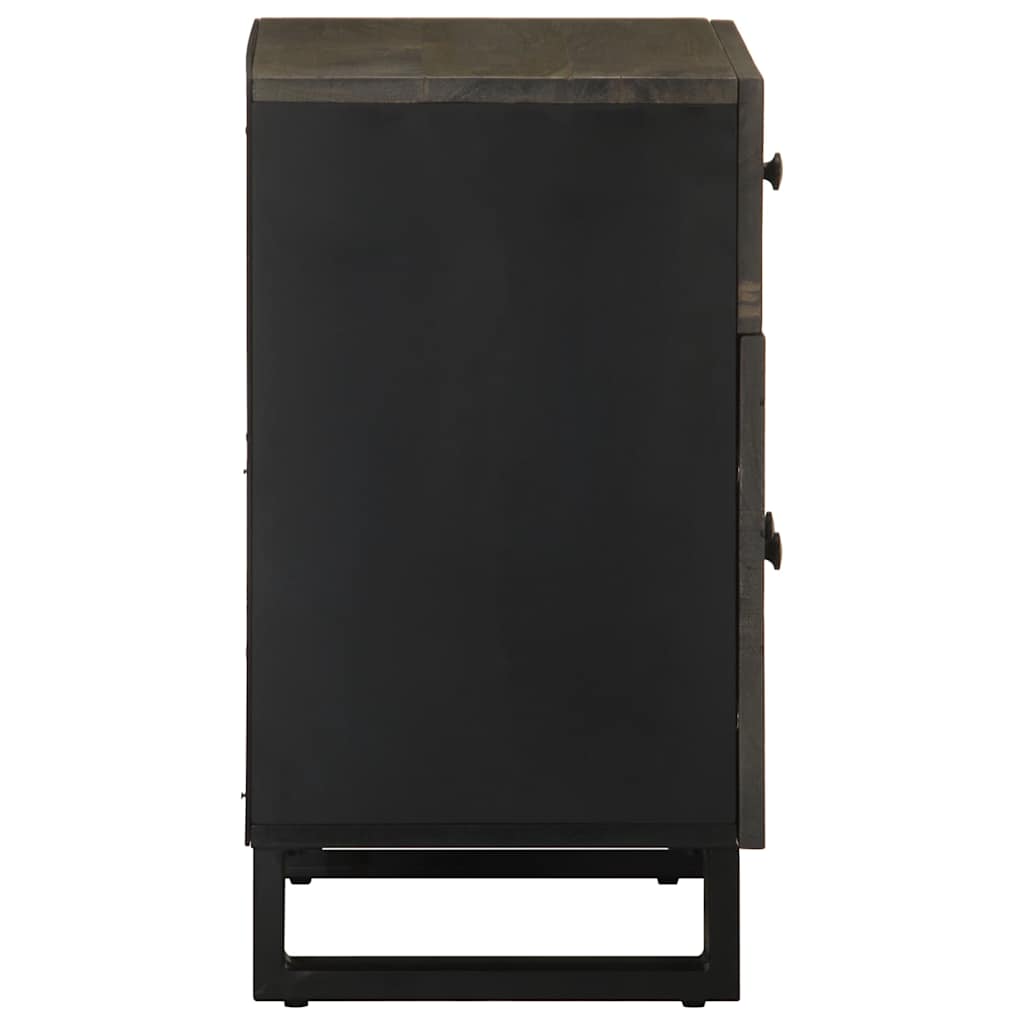 Bedside table black 50x33x60 cm solid mango wood