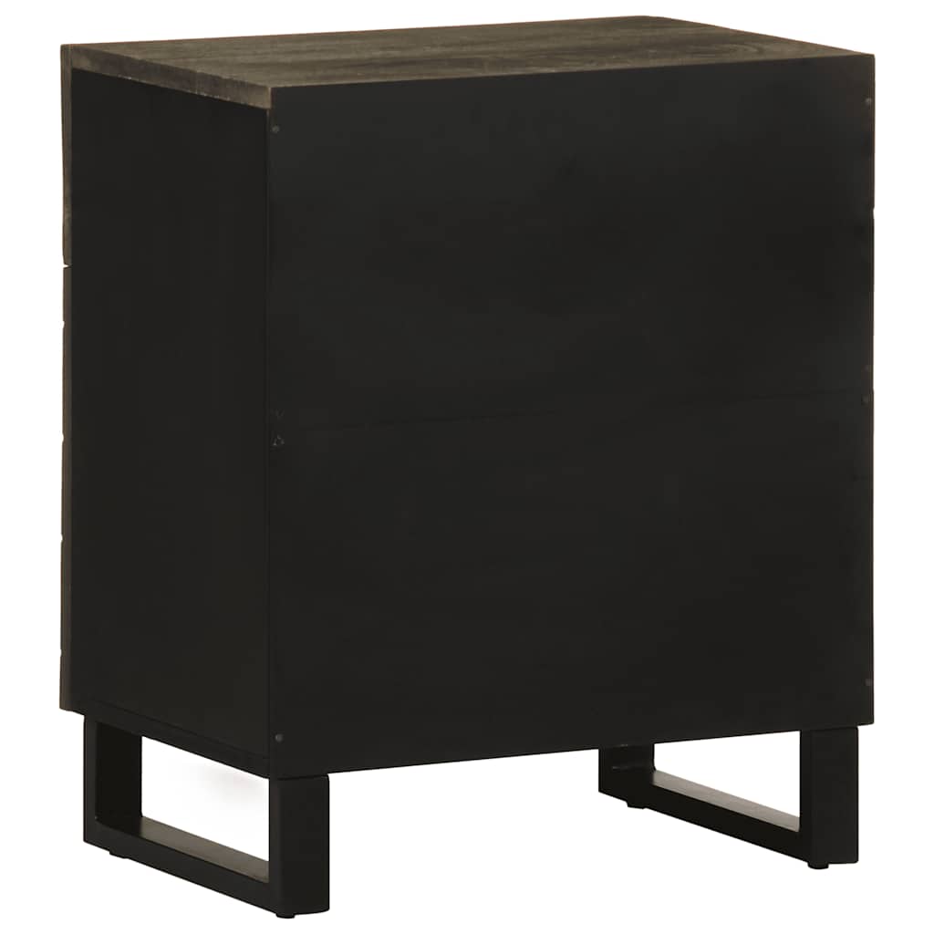 Bedside table black 50x33x60 cm solid mango wood