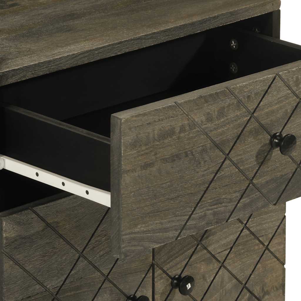 Bedside table black 50x33x60 cm solid mango wood