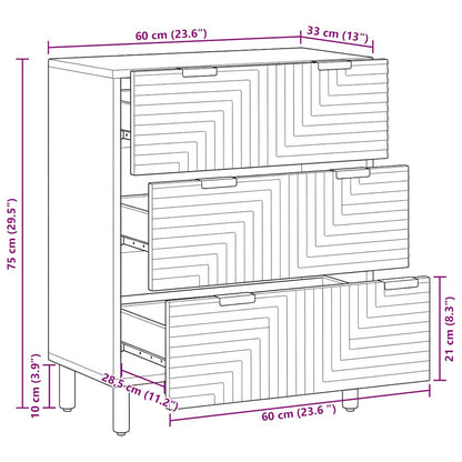 Sideboard Braun 60x33x75 cm Massivholz Mango