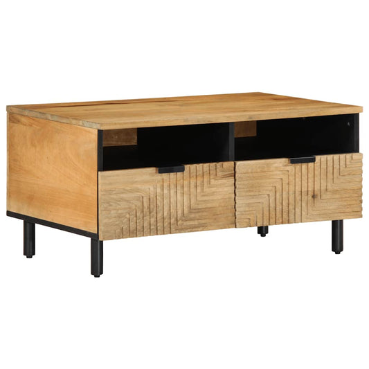 Table basse marron 80x54x40 cm en bois de manguier massif