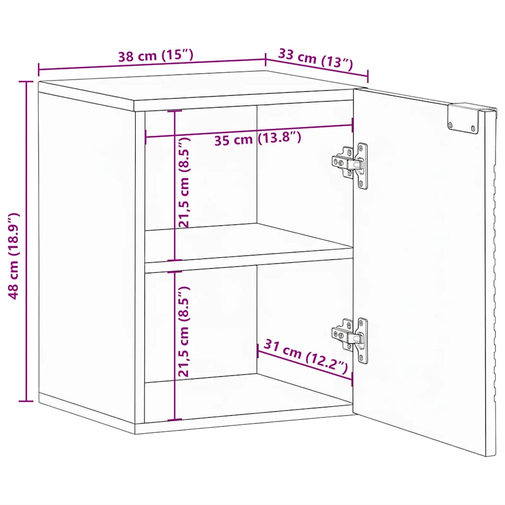 Bad-Hängeschrank Braun 38x33,5x48 cm Massivholz Mango