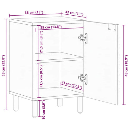 Badschrank Braun 38x33,5x58 cm Massivholz Mango