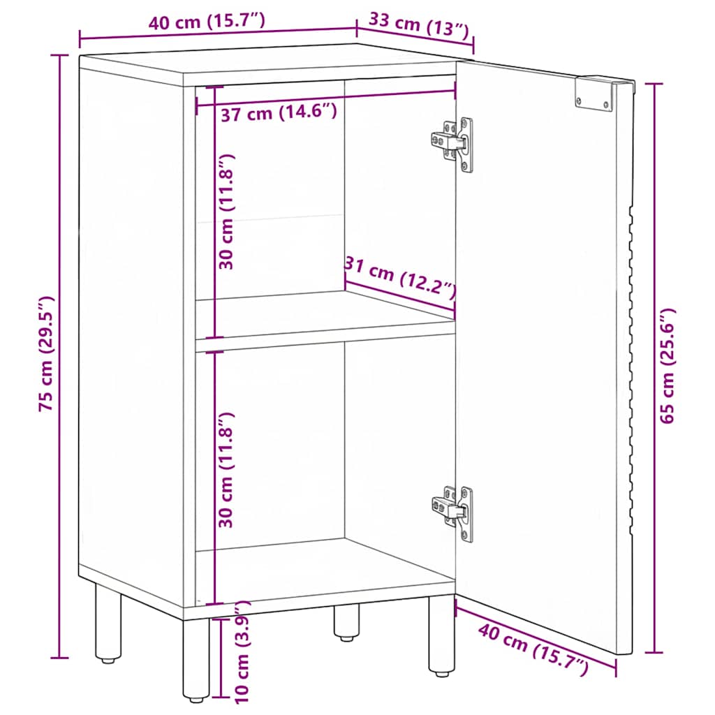 Sideboard Braun 40x33x75 cm Massivholz Mango