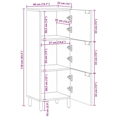 Highboard Braun 40x33x110 cm Massivholz Mango
