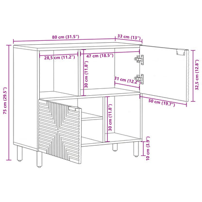 Sideboard Natural 80 x 33 x 75 cm Massivholz Akazie