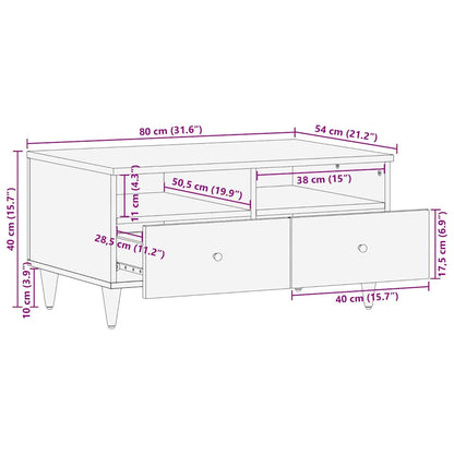 Couchtisch Hellgrau 80x54x40 cm Massivholz Mango