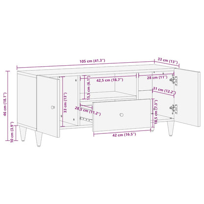 TV-Schrank Hellgrau 105x33,5x46 cm Massivholz Mango