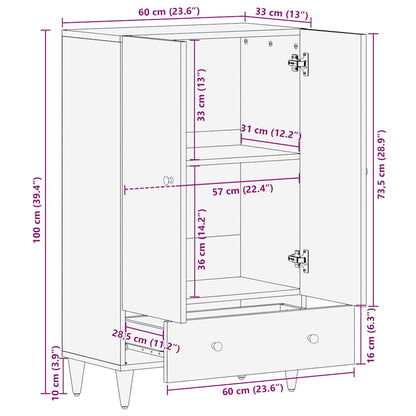 Highboard 60x33x100 cm Massivholz Mango