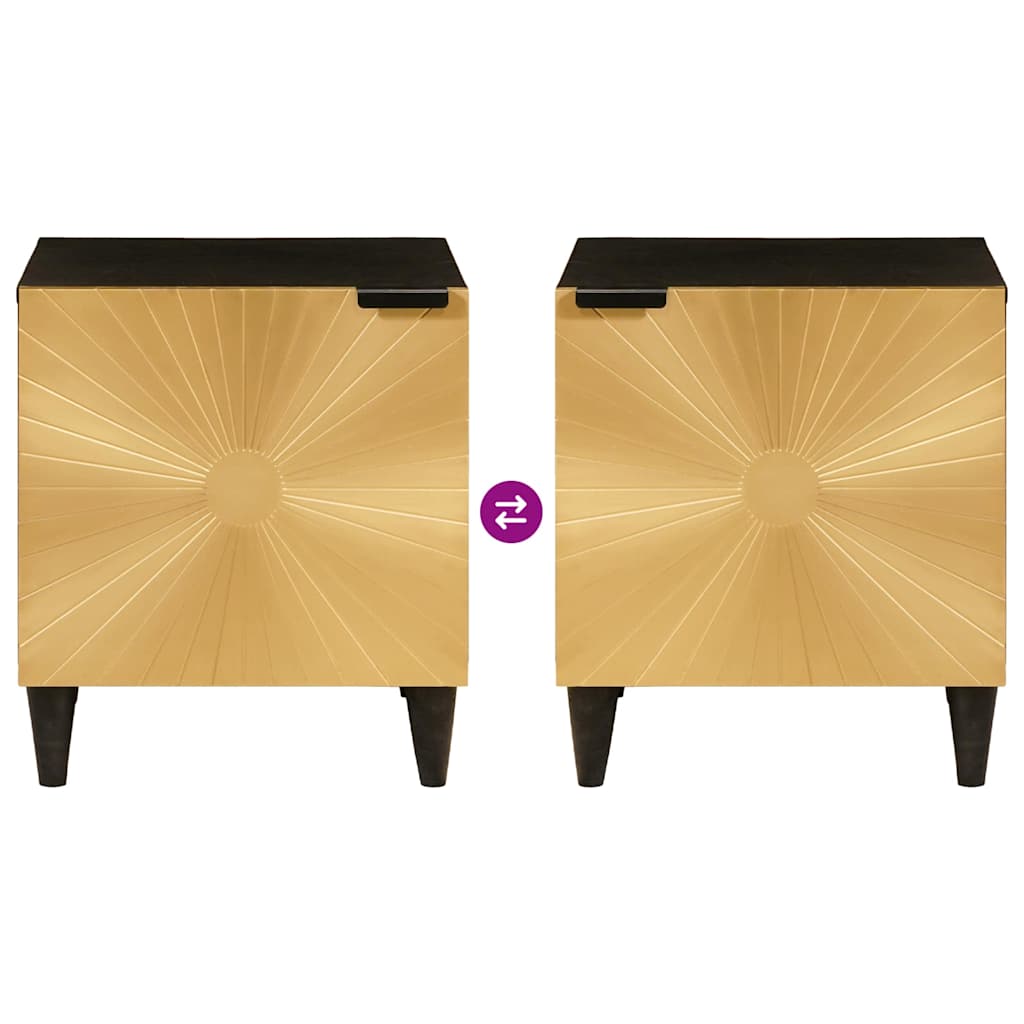 Nachttisch 2 stk. Schwarz und Gold 40 x 33 x 46 cm