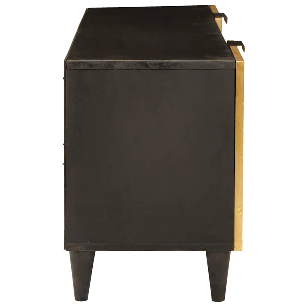 TV-Schränk Schwarz und Gold 105 x 33 x 46 cm massives Mangoholz