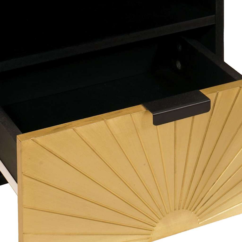 TV-Schränk Schwarz und Gold 70 x 33 x 46 cm massives Mangoholz
