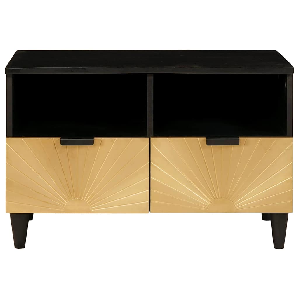 TV-Schränk Schwarz und Gold 70 x 33 x 46 cm massives Mangoholz