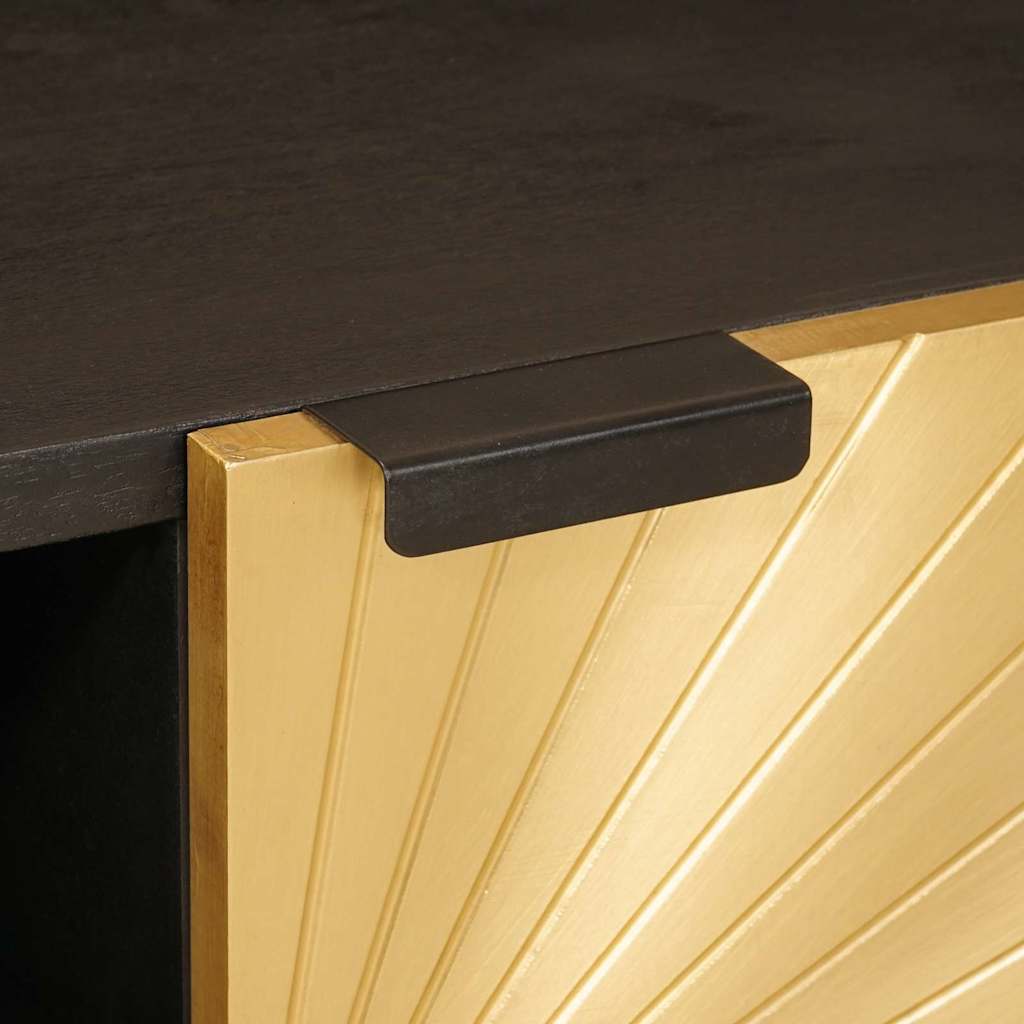 TV-Schränk Schwarz und Gold 105 x 33 x 46 cm massives Mangoholz