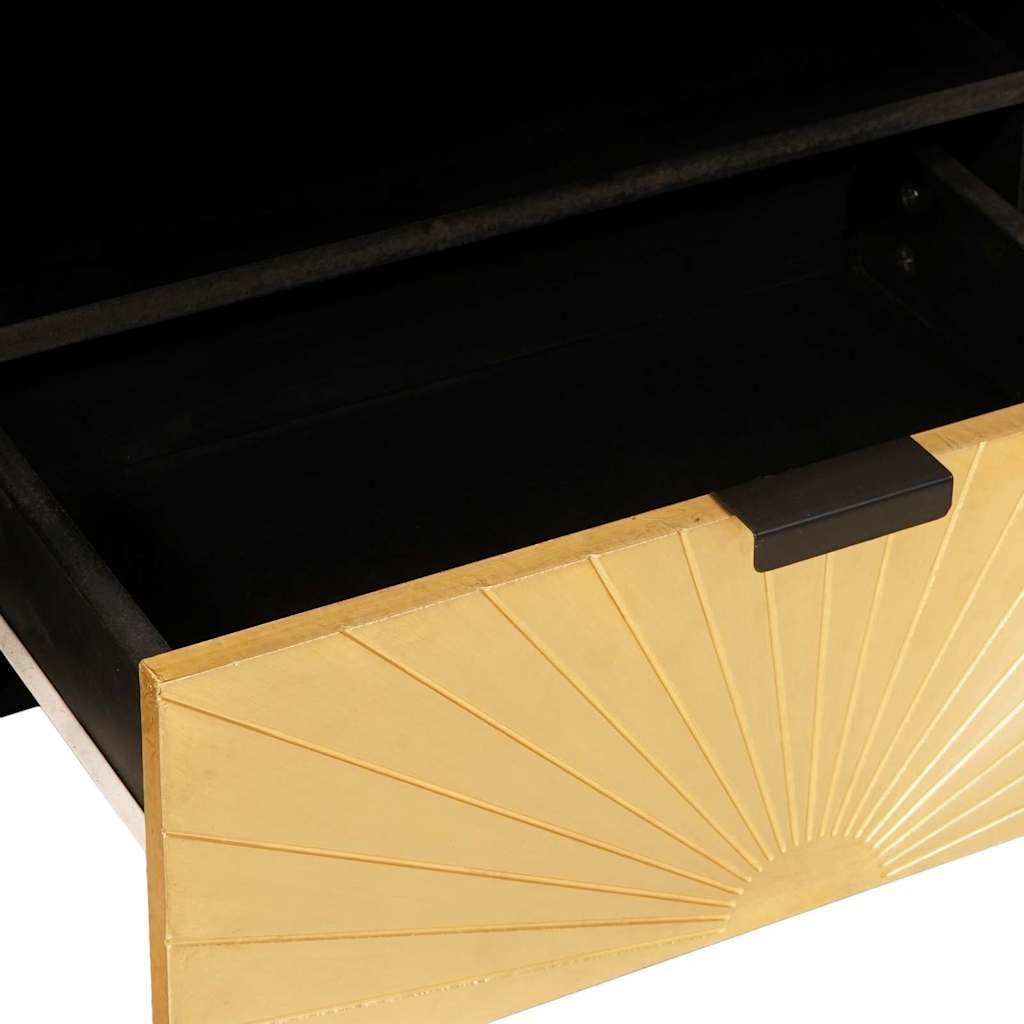 TV-Schränk Schwarz und Gold 80 x 33 x 46 cm massives Mangoholz