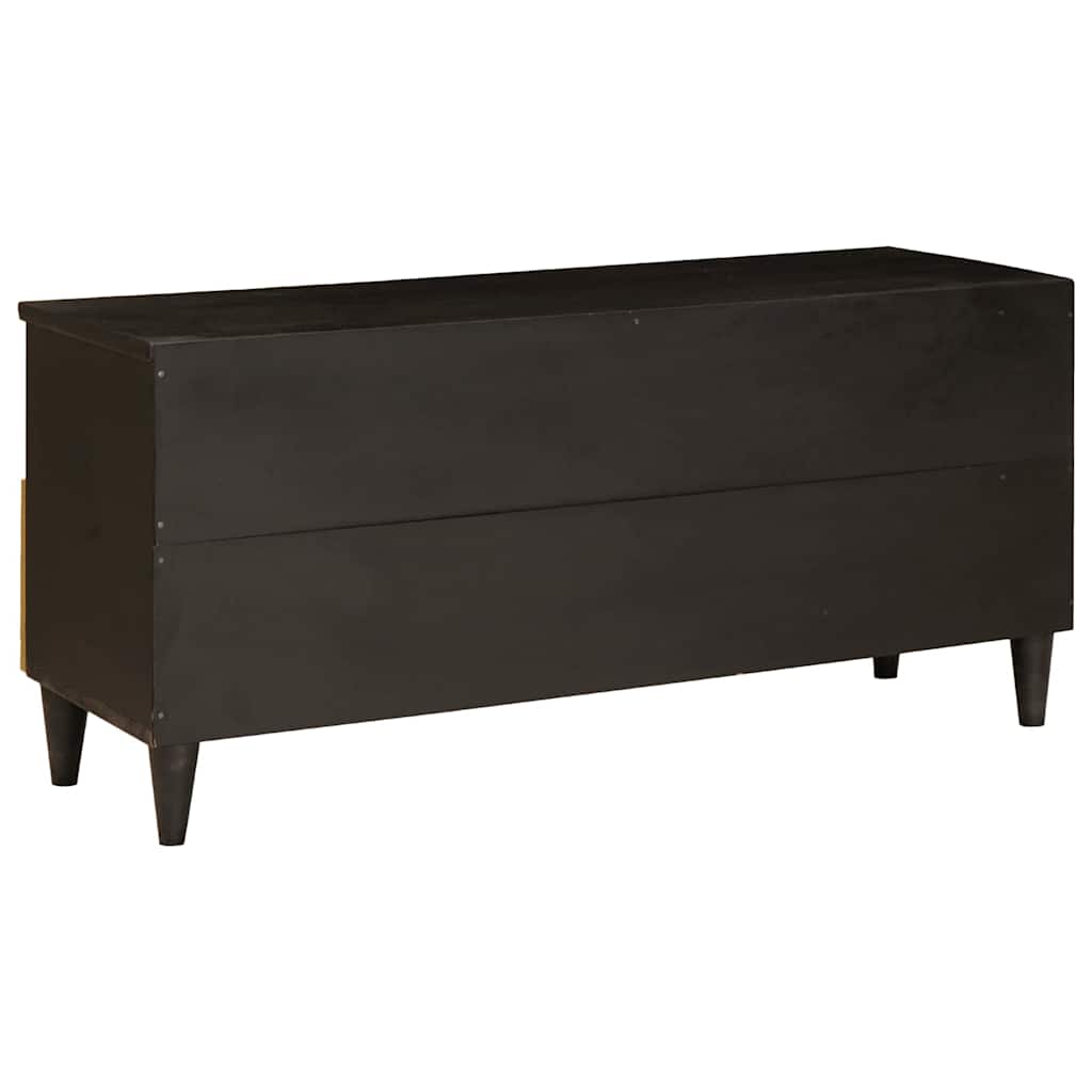 TV-Schränk Schwarz und Gold 100 x 33 x 46 cm massives Mangoholz