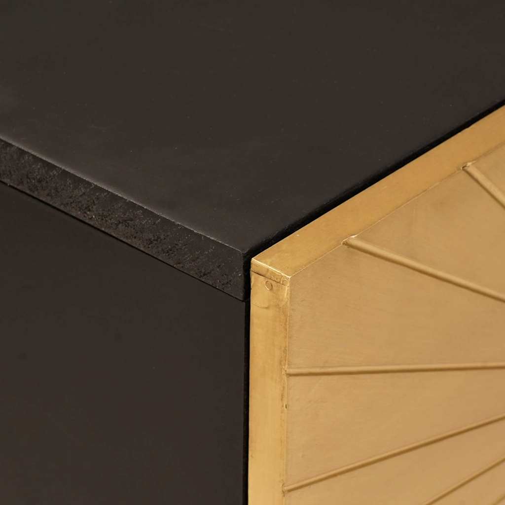 Seitenschrank mit Regal Schwarz und Gold 80 x 33,5 x 75 cm