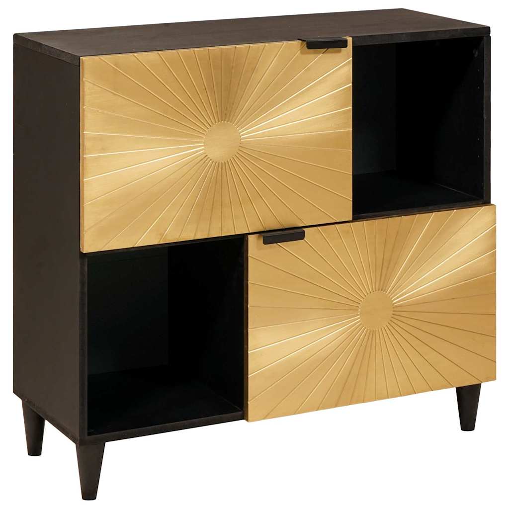 Seitenschrank mit Regal Schwarz und Gold 80 x 33,5 x 75 cm
