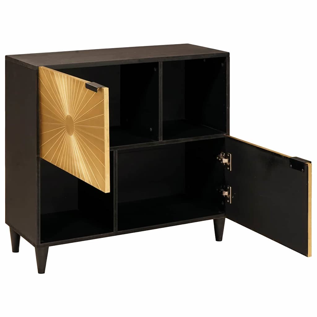 Seitenschrank mit Regal Schwarz und Gold 80 x 33,5 x 75 cm