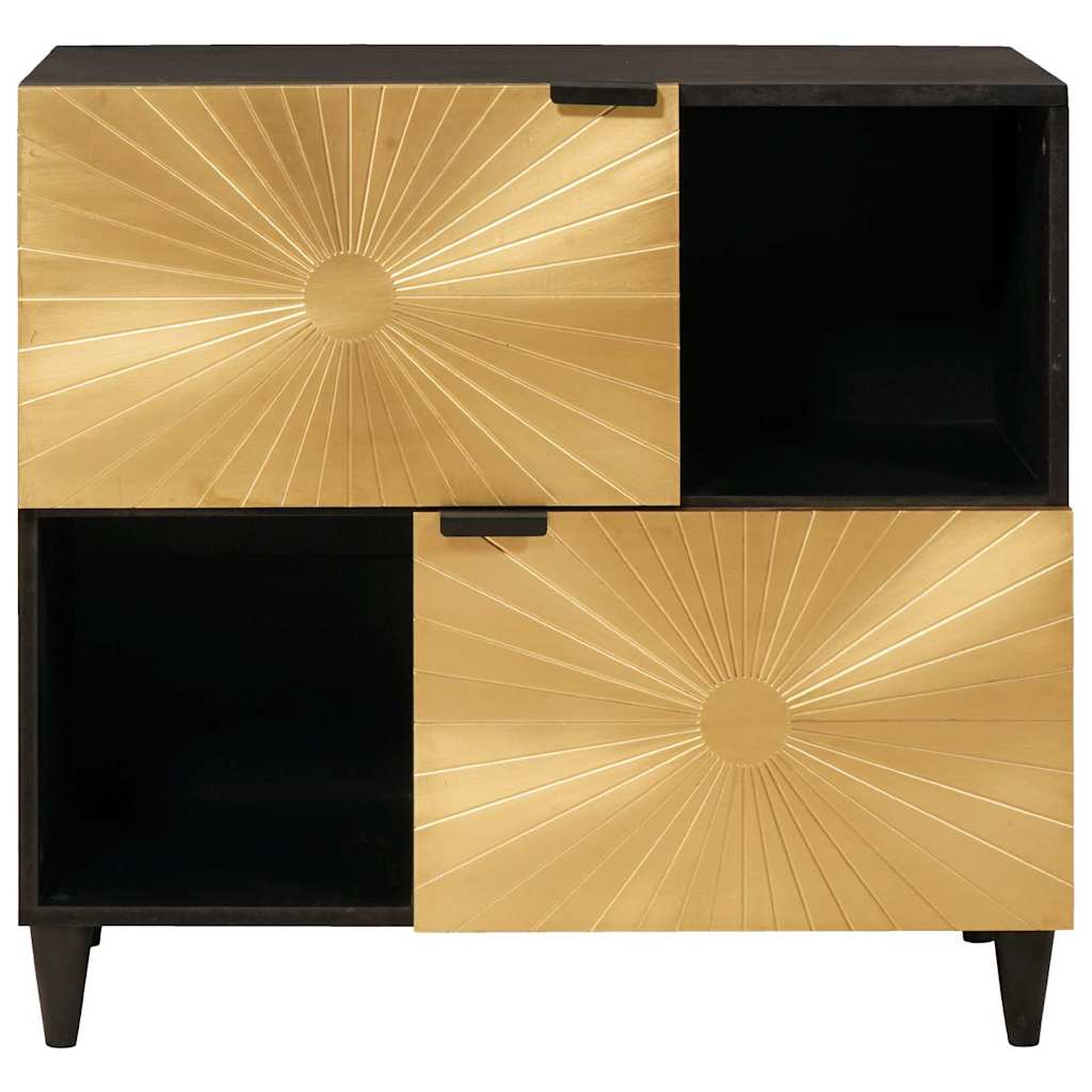 Seitenschrank mit Regal Schwarz und Gold 80 x 33,5 x 75 cm