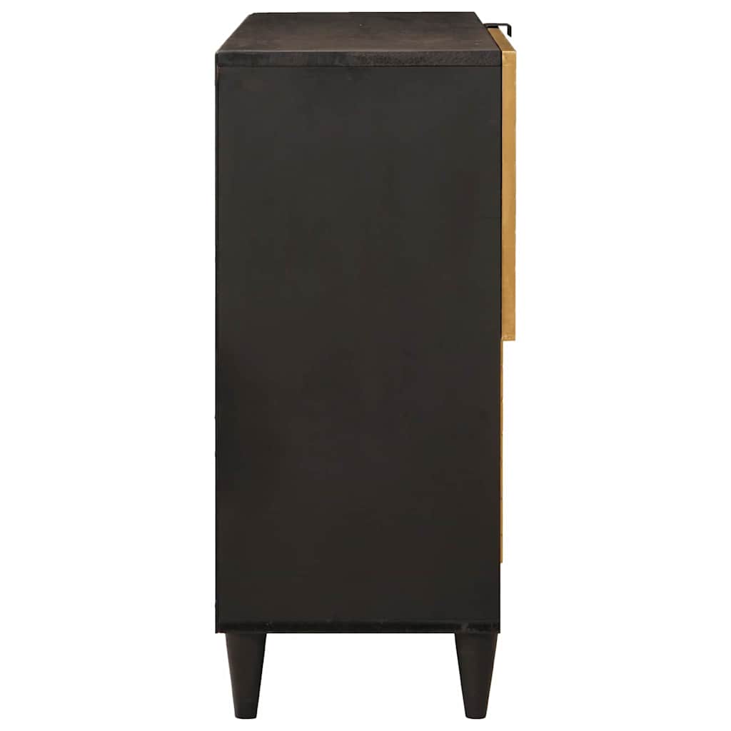 Seitenschrank mit Regal Schwarz und Gold 80 x 33,5 x 75 cm