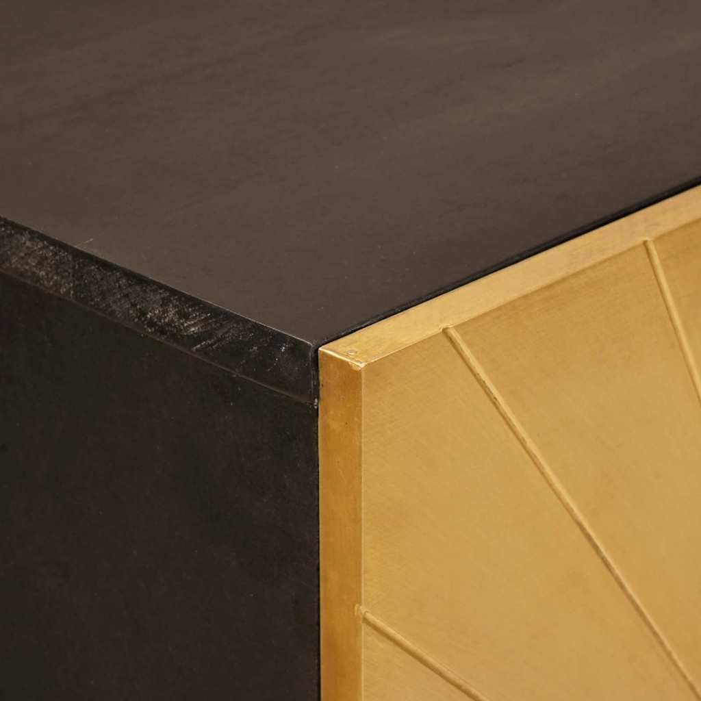 Seitenschrank mit Speicher Schwarz und Gold 60 x 33,5 x 100 cm