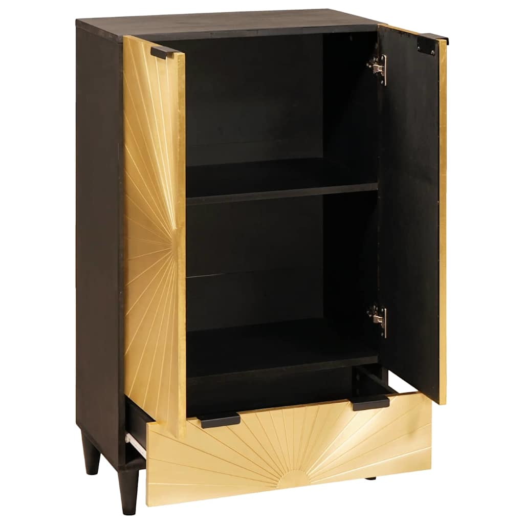 Seitenschrank mit Speicher Schwarz und Gold 60 x 33,5 x 100 cm