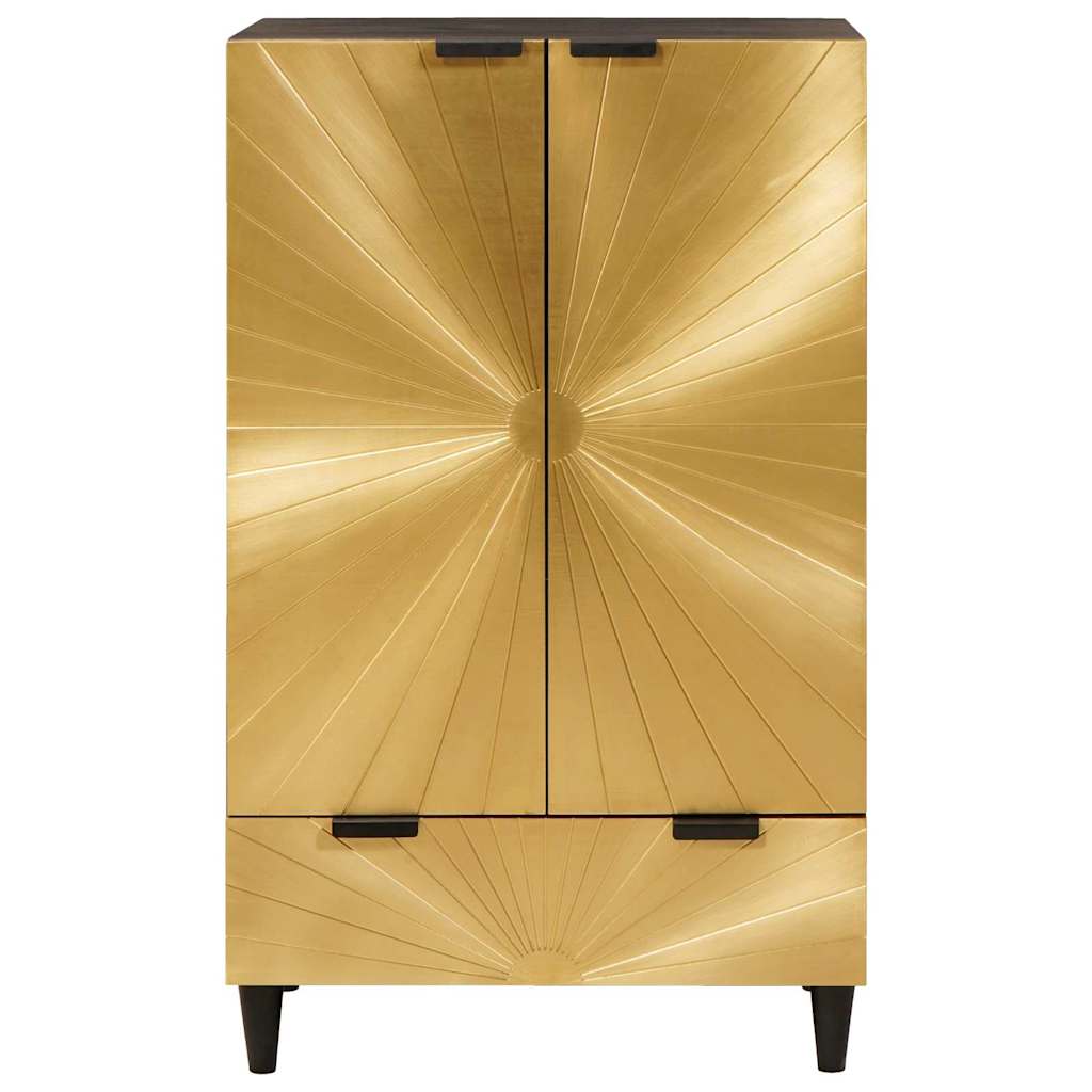 Seitenschrank mit Speicher Schwarz und Gold 60 x 33,5 x 100 cm