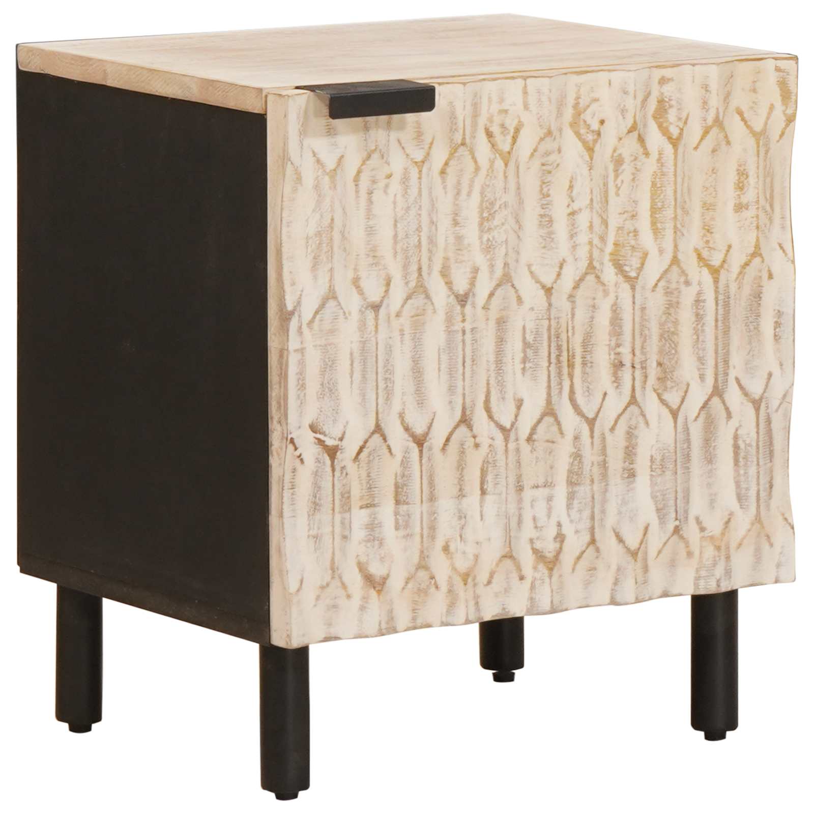 Nachttisch 2 stk. Weiß 40 x 33 x 46 cm Massivholz Mango